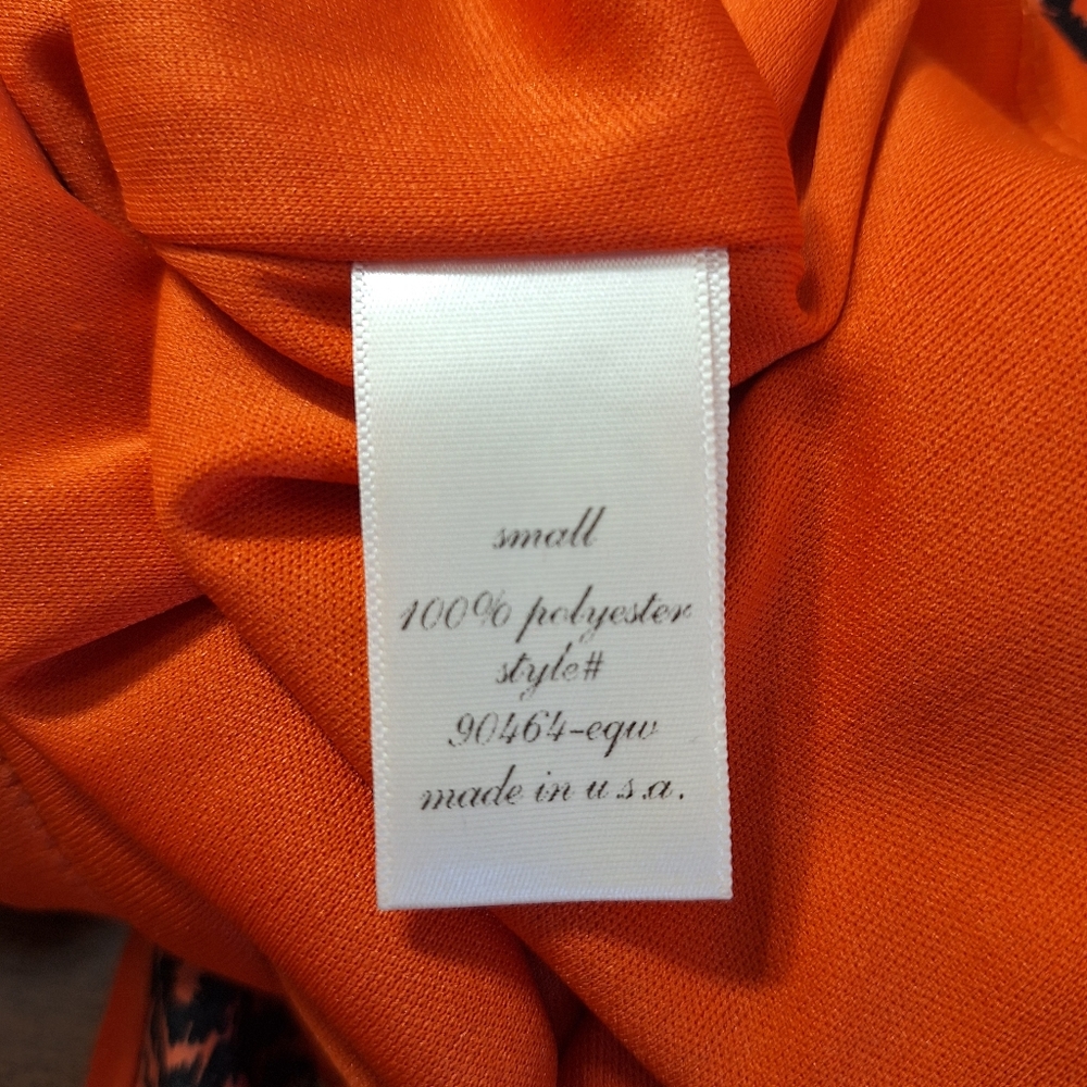 Vintage Sleeveless Back Zip Mini Dress Orange Pink Hippie Boho Tribal Small USA - Picture 11 of 15